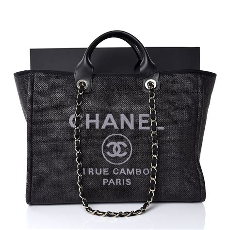 chanel black glitter deauville|chanel deauville tote black.